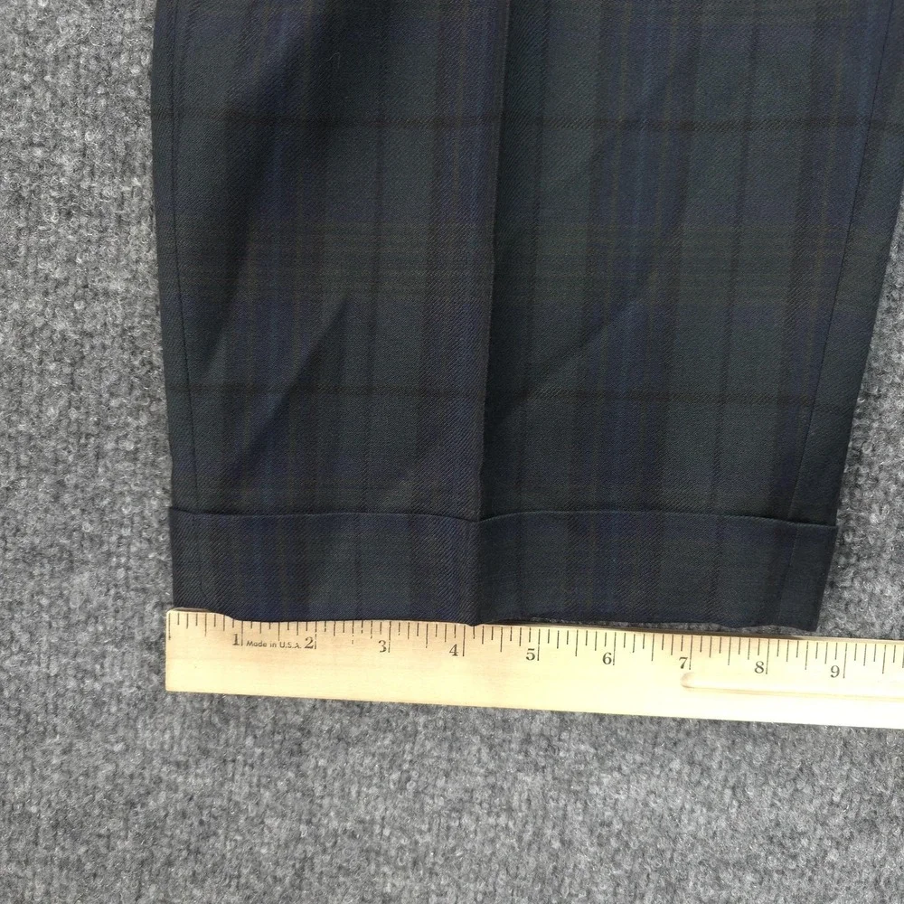 Banana Republic Pants Mens 35x33 Blue Tartan Plaid Wool Cuffed‎ Dress Italy